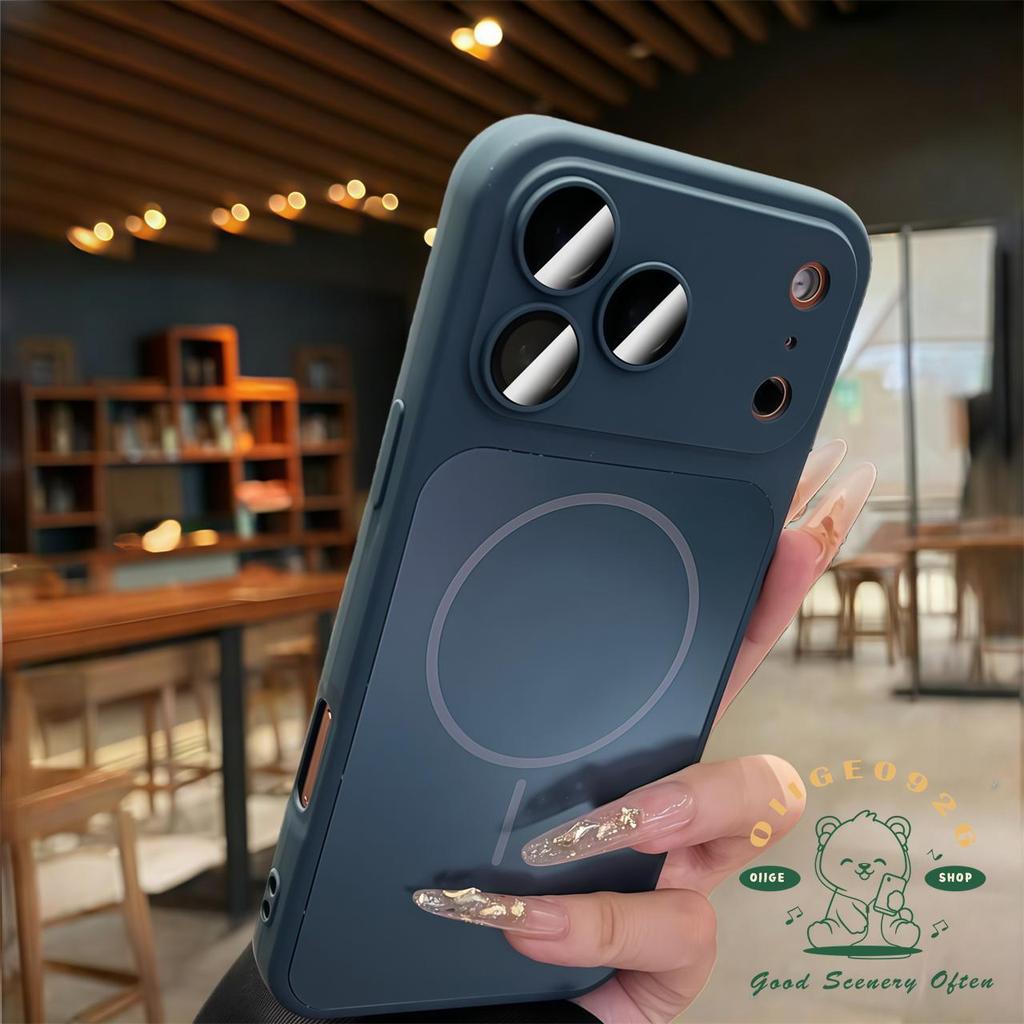 【 Ốp lưng iPhone17 】 Vỏ điện thoại từ tính mờ dạng lỏng màu cam iphone17 Pro Max 16 15 14 13 12 11 cho vỏ iPhone Vỏ mềm silicon TPU chống sốc