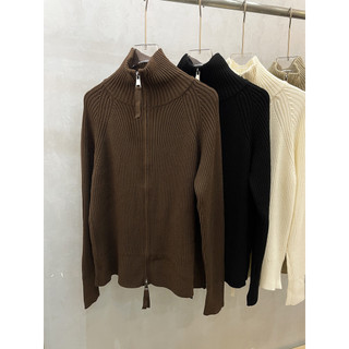 Áo khoác cardigan dáng rộng cổ đứng, dây kéo đôi - Phù hợp thời tiết thu đông, style thoải mái
