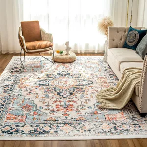 Thảm Ba Tư phòng khách chất liệu crystal velvet – Mềm êm, dễ lau chùi, trải sofa/bàn trà/phòng ngủ, decor nhà phong cách vintage
