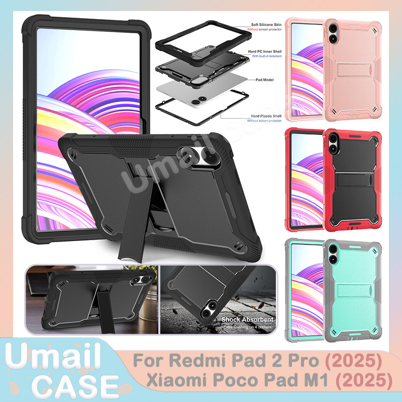 Ốp Bảo Vệ Toàn Thân Cho Redmi Pad 2 Pro 2025 5G Xiaomi Poco Pad M1 12.1inch Chắc Chắn Chống Sốc Đứng Máy Tính Bảng