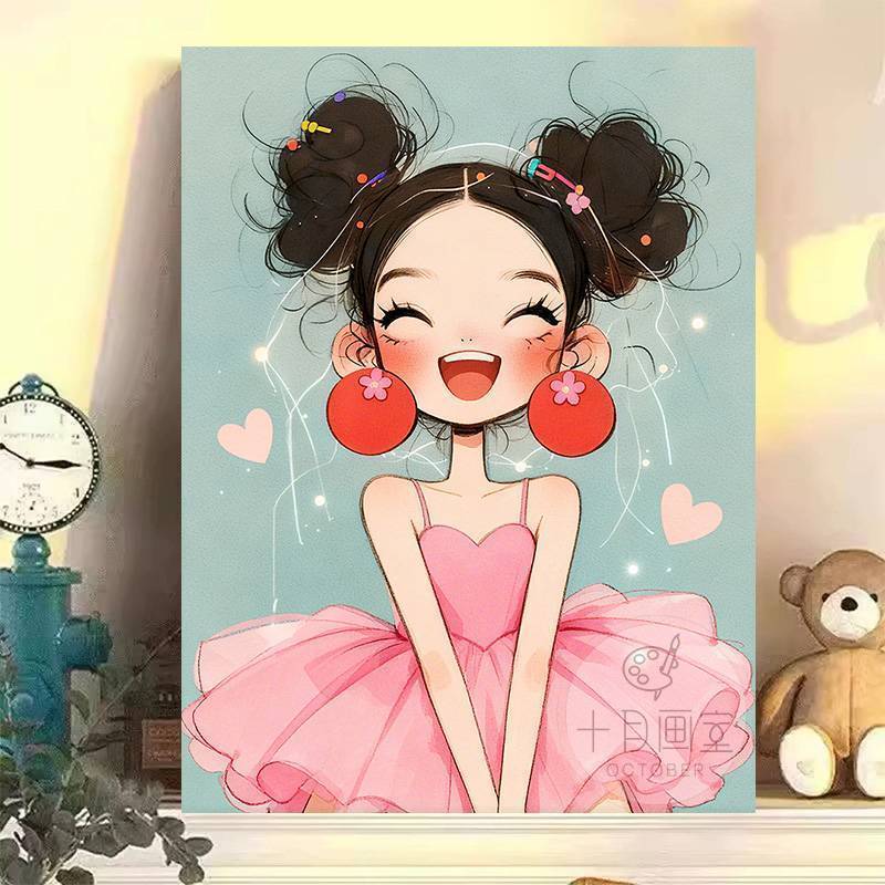 Cô gái dễ thương tủ phòng khách để bàn trang trí, chữa bệnh hoạt hình phòng trẻ em, phòng ngủ đầu giường trang trí nhà tranh vải canvas