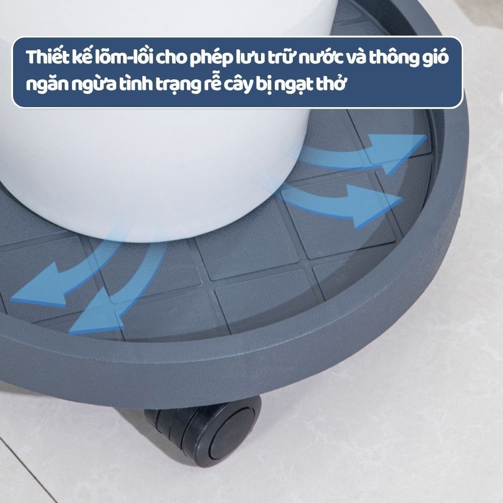 Đế Lót Chậu Hoa, Cây Cảnh Có Bánh Xe Di Chuyển Tiện Lợi DINO, Đế Kê Chậu Cây Chất Liệu Nhựa PP Dày Dặn