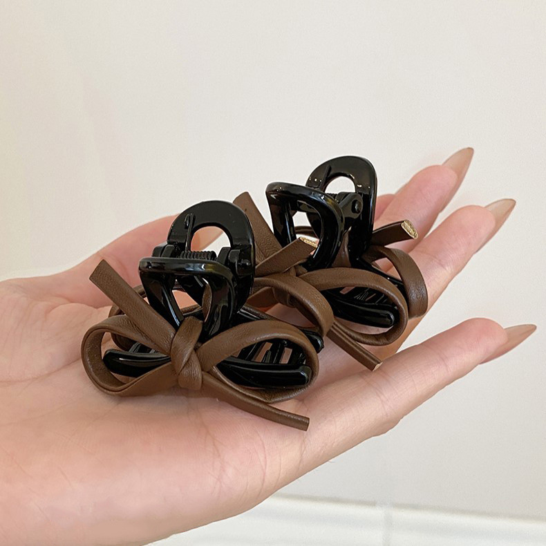 Kẹp tóc nơ da Mini Bangs Claw Clip