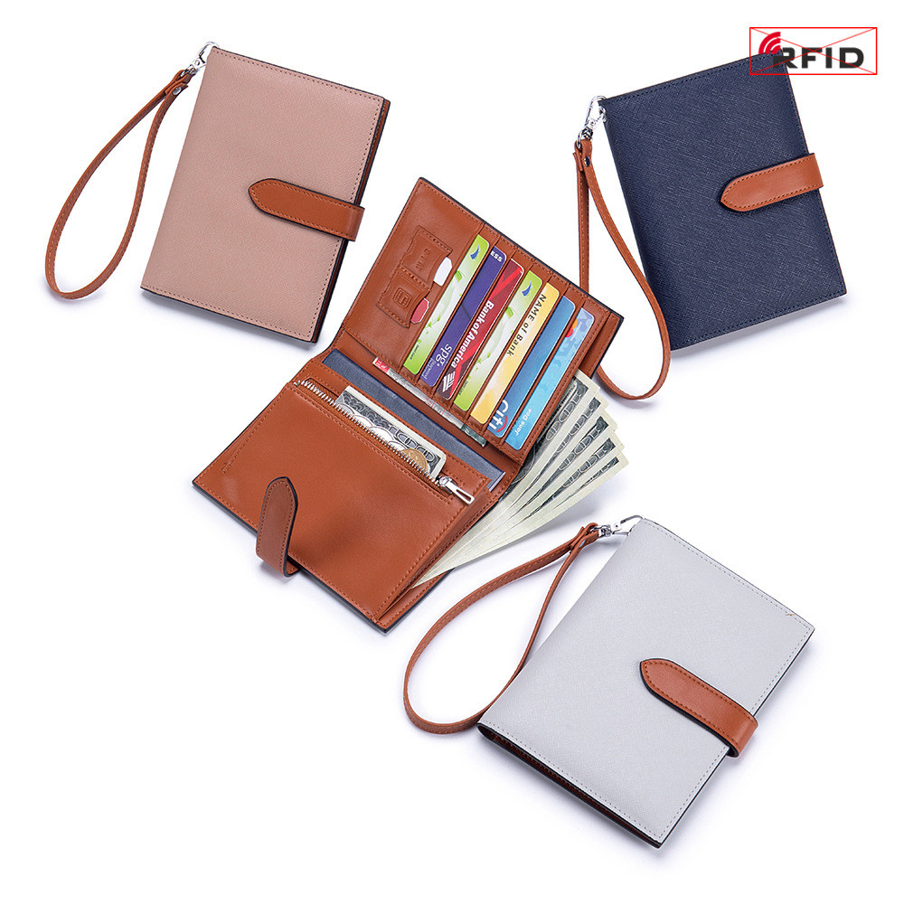 Giá đỡ hộ chiếu cổ tay bằng da thật mỏng nhẹ có chức năng bảo vệ RFID, Thích hợp để lưu trữ vé máy bay tài liệu