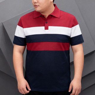 Oversize Áo Sơ Mi Polo Nam, Tay Ngắn, Sọc Contrasting, Cổ Lật, Phù Hợp Công Sở