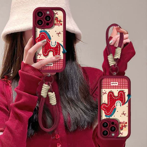 Dây buộc ngựa sang trọng Thích hợp cho Apple 17 Vỏ điện thoại năm mới iphone15promax Da cừu 16 Silicone 14 Nữ