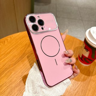 Thời Trang Pha Lê Mạ Cửa Sổ Lớn Camera Từ Tính Ốp Lưng Điện Thoại iPhone 17 16 15 14 13 12 11 Pro Max Cho Magsafe Charge Cover