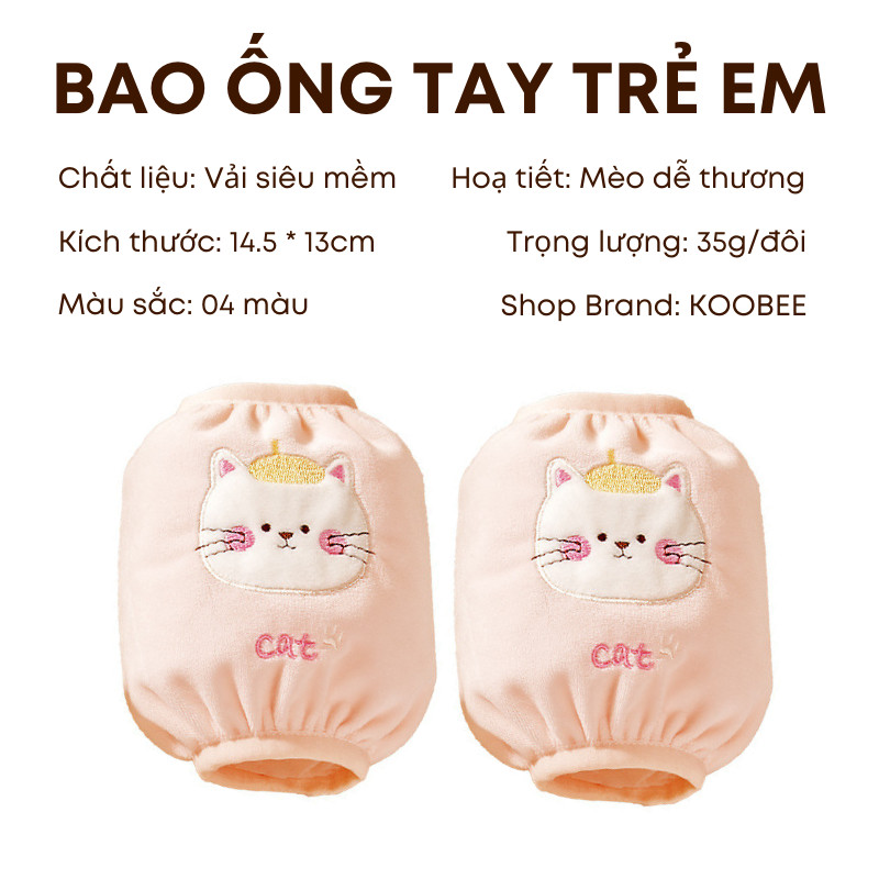 Bao Ống Tay Trẻ Em KOOBEE – Vải Nhung Mềm, Bo Chun Co Giãn, Chống Bẩn, Chống Mài Mòn Khi Bé Ăn Uống & Vui Chơi | 353
