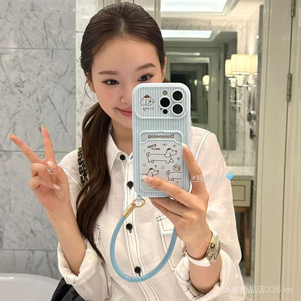 Sọc Xanh Thích Hợp Cho Chó iPhone17PROMAX Ốp Điện Thoại 16 Phong Cách Mới 15pro Silicon Mềm Ốp Lưng Tay