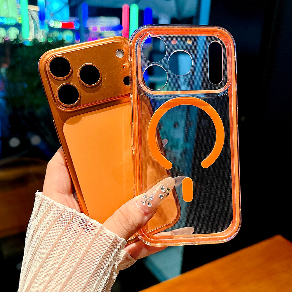 Ốp Điện Thoại Acrylic Từ Tính Cho iPhone 17 Pro Max 17 Air 16 Plus 15 14 13 12 11 Chống Trượt Cạnh Chống Sốc Bảo Vệ Vỏ
