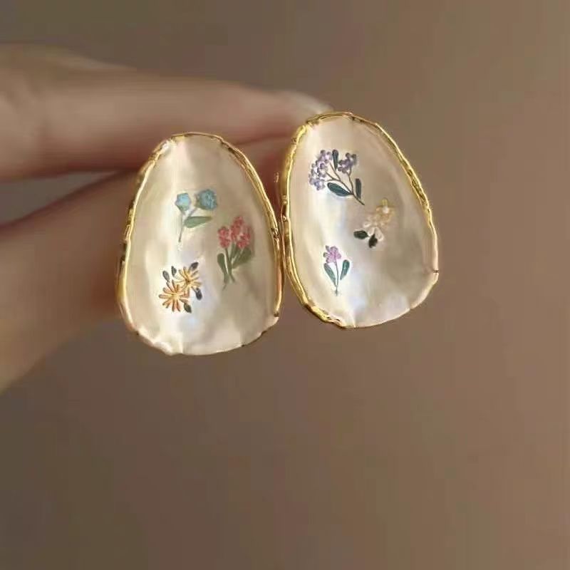 Hoa Nhiều Màu Sắc Phong Cách Mới Bông Tai Hình Học Ngọt Nhỏ Tươi Độc Đáo Thiết Kế Niche Cảm Thấy Đơn Giản Phù Hợp Với Bông Tai Hơn EG1D