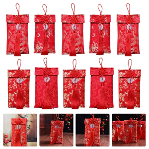 Đám cưới & Tết Nguyên Đán Phong Bì Đỏ Thêu Thổ Cẩm Phước Lành Túi Tiền Phong Cách Trung Hoa