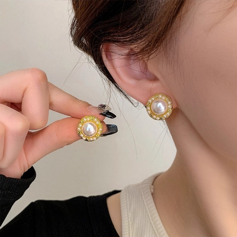 Bộ bông tai ngọc trai 2025 Bộ sưu tập mới Bông tai đính đá lấy cảm hứng từ xa Trang sức cổ điển thời trang