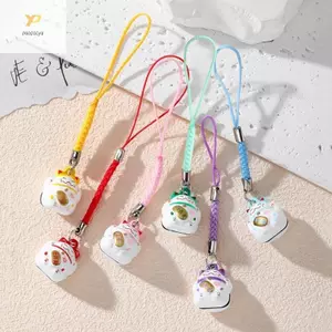 Chic Japanese Cartoon Lucky Cat Pendant Charm Keychain With Bell For Prosperity
