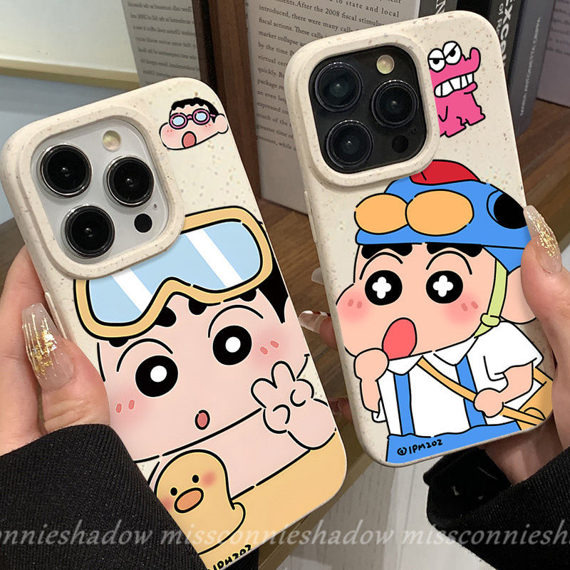Ốp lưng hoạt hình hợp thời trang Vịt siêu anh hùng Crayon Shinchan Tương thích cho IPhone 11 13 15 17 16 14 12 Pro Max Air X XR XS Max 7 6 14 15 16 6S Plus Vỏ điện thoại có thể phân hủy thân thiện với môi trường