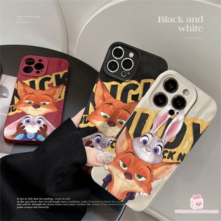 Ốp Lưng Cho Iphone 13 12 11 14 16 17 15 Pro Max 7Plus Air XS X XR Max 15 8 16 14 7 Plus SE Hoạt Hình Ôm Mặt Dễ Thương Judy Nick Cặp Đôi Nếp Nhăn Không Đều Matte Cover