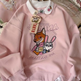 Mẫu mới Áo Hoodie Hoạt Hình Thêu Giả Hai Mảnh Dễ Thương