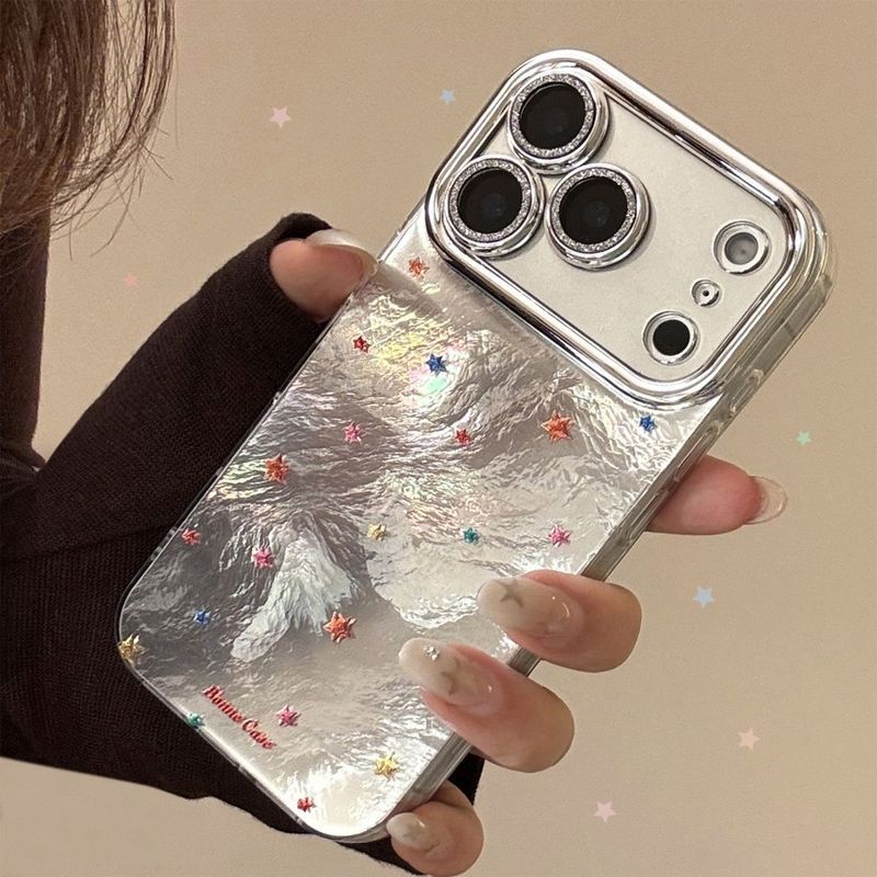 Ốp Điện Thoại Toàn Màn Hình Ngôi Sao Lấp Lánh Thích Hợp Cho Apple 17promax Ống Kính Phim iPhone16 Chống Sốc 13 Ánh Sáng Sang Trọng 15