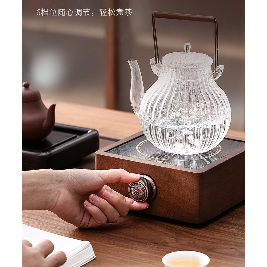 Bếp Hồng Ngoại Bọc Gỗ Óc Chó Dùng Đun nước Pha Trà Hàng Nội ĐịaTrung Quốc (Dùng Được Với Nhiều Loại Ấm)