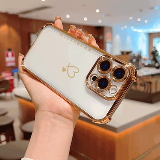 Ốp Điện Thoại Trái Tim Vàng Cho OPPO Reno 14 13 12 11 10 Pro 14F 13F 12F 11F 5G Mạ Điện Chống Rơi Bảo Vệ Trong Suốt