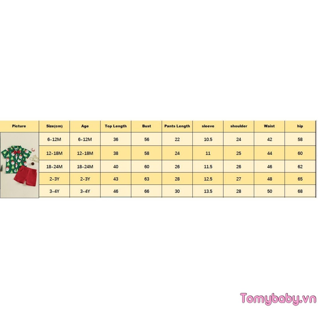 Bộ trang phục Giáng sinh cho bé trai mới biết đi Áo sơ mi nơ ngắn tay in hình ông già Noel + Quần Short màu trơn Bộ 2 món quý ông