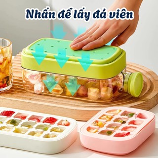 Khay Đá Tích Hợp Bình Nước 2in1 Tiện Lợi, Khay Làm Đá Kèm Bình Uống Nước Nắp Nhấn Lấy Đá Dễ Dàng - SUNND