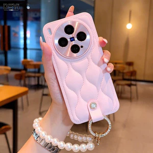 Thích hợp cho Vivo x300 Vỏ điện thoại Dây đeo cổ tay Vòng tay ngọc trai x300Pro Phong cách đeo chéo da họa tiết sóng