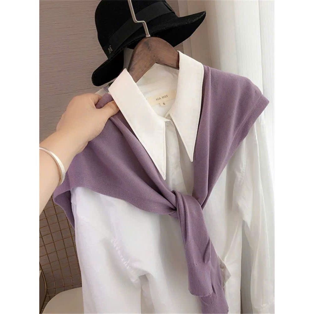 Áo sơ mi TRẮNG  DÀI TAY form rộng +kèm khăn thời trang quàng cổ Khăn tháo rời