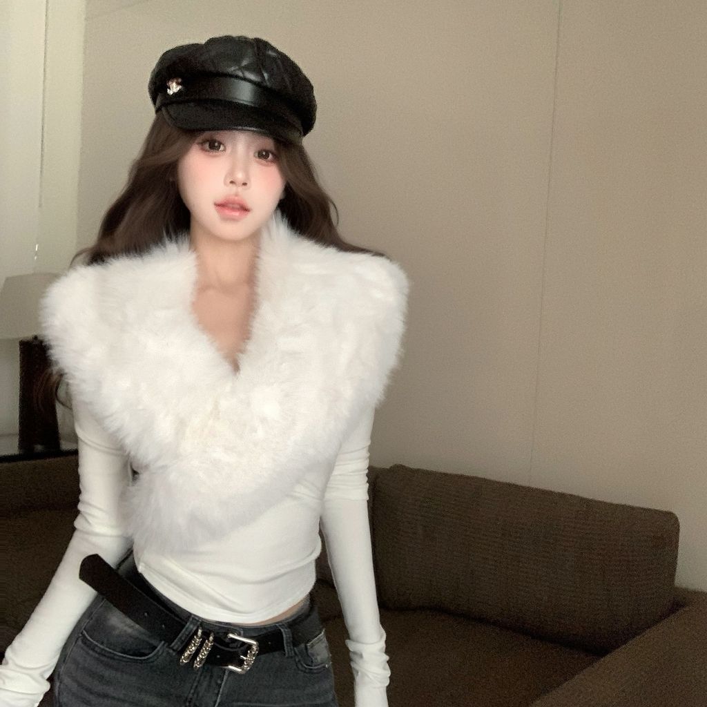 Áo sơ mi dài tay nữ cổ trắng dài tay eo ôm