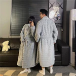 Áo choàng Kimono Nhật Bản Flannel Mùa Đông Cặp Đôi Bộ Đồ Ngủ Nam Nữ Plus size Áo choàng Tắm Dày Giữ Ấm Váy Ngủ XL-4XL — ảnh 5