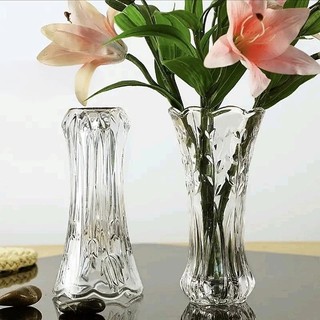 Bình bông lọ hoa thủy tinh TRẮNG TRONG 20cm họa tiết ngẫu nhiên