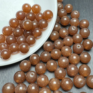 ((10 cái) Hạt jade caramel màu tròn từ Hetian - nguyên liệu làm vòng tay thời trang)