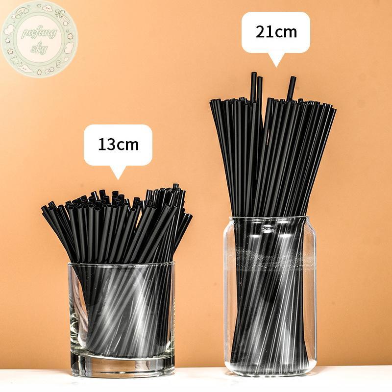 PUSKY 500 Chiếc Ống Hút Cocktail Dùng Một Lần 21 / 13cm Đen Dài Ngắn Tiệc Cưới Supplie VN