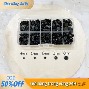 【24h】Mắt thú dán đen tròn dùng cho thú nhồi bông, búp bê vải, đồ handmade – lựa chọn 1000/760/500 cái