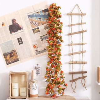 Hoa hồng trà giả dây leo trang trí nhà cửa decor phòng ngủ ban công đẹp sân vườn đám cưới tiệc treo tường lụa cao cấp như thật phụ kiện chụp ảnh nghệ thuật vintage lãng mạn cây nhựa mầm lá xanh mini nhiều màu sắc 2.5m chất lượng
