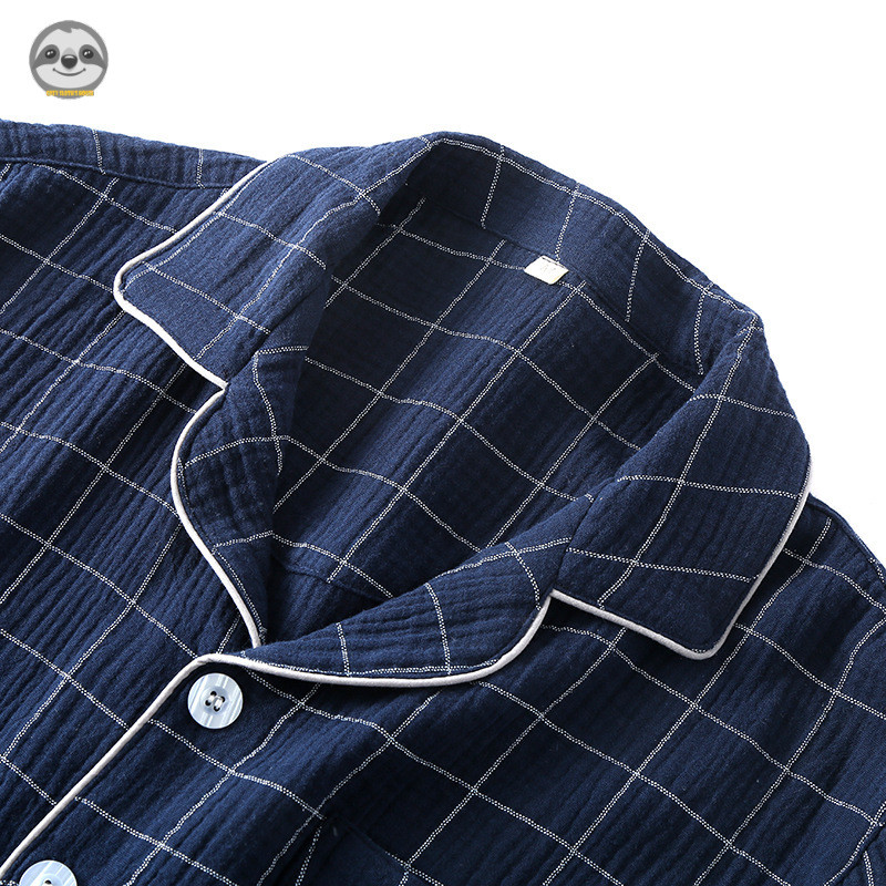 Đồ ngủ nam phong cách Nhật Bản MUJI, quần short caro và áo cánh cung made từ cotton mềm mại, thoải mái để đi chơi hoặc nghỉ ngơi