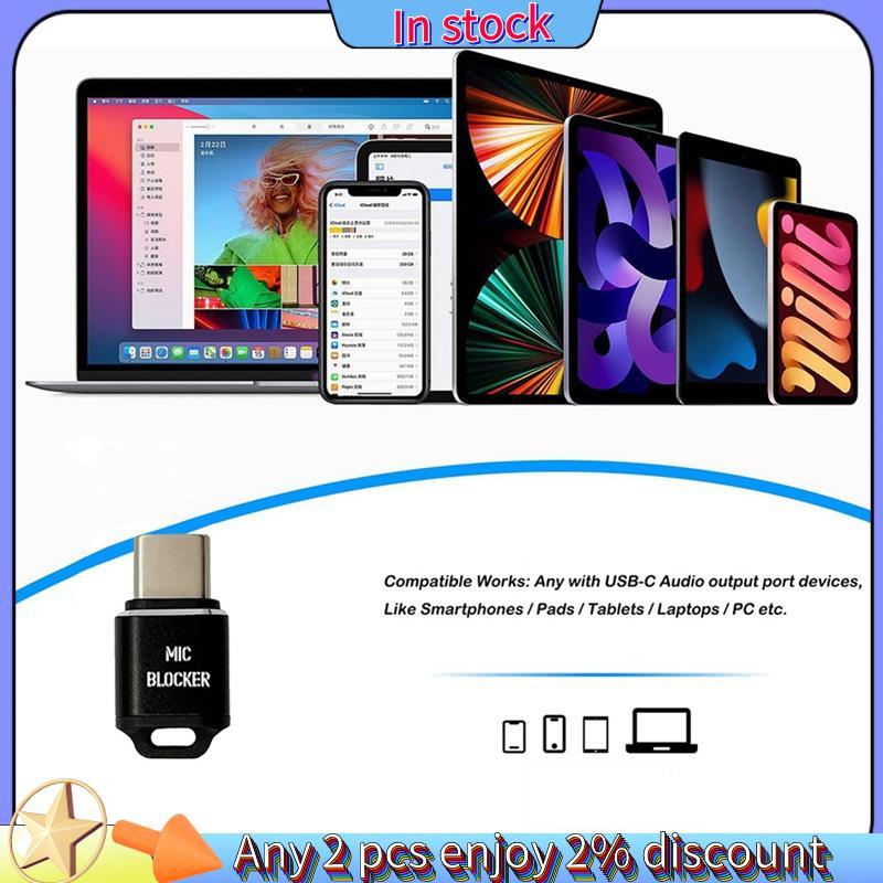 Còn hàng-USB C Micro Bảo vệ âm thanh - Chặn MIC màu đen, Thích hợp cho mọi thiết bị USB C, bao gồm điện thoại thông minh và máy tính bảng