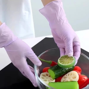 Găng Tay Nitrile Nhà Bếp Rửa Bát Bền Hộ Gia Đình Vệ Sinh Nữ Cao Su Nhà Chuyên Dụng Dùng Một Lần Ngắn Chống Thấm Nước