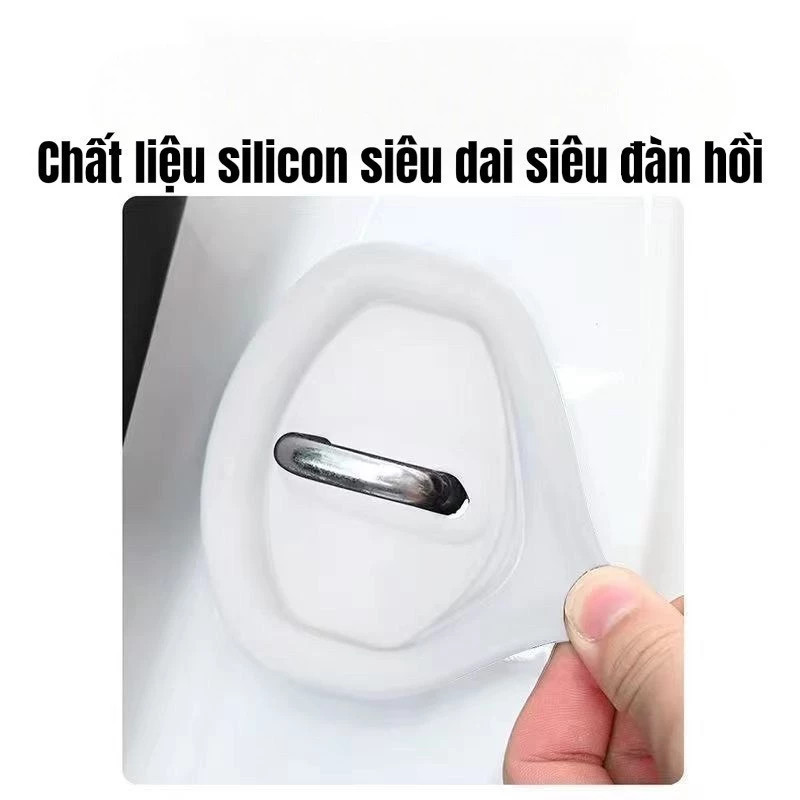 【24H】4 Miếng Đệm Khoá cửa Silicone Chống Va Đập Chống Sốc Tránh Chống Han Rỉ Hiệu Quả, Đệm giảm chấn cửa xe ô tô