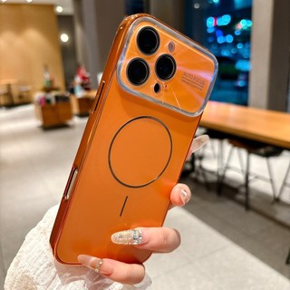 Thời Trang Pha Lê Mạ Cửa Sổ Lớn Camera Từ Tính Ốp Lưng Điện Thoại iPhone 17 16 15 14 13 12 11 Pro Max Cho Magsafe Charge Cover