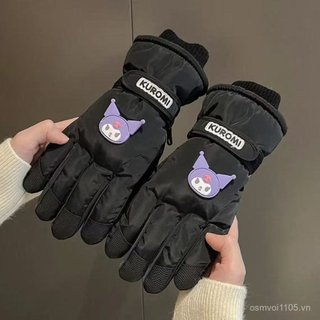 Thể Thao Ngoài Trời Trượt Tuyết Găng Tay Ấm Áp Thu Đông Lông Cừu Lót Chống Gió Chống Thấm Nước Dễ Thương Màn Hình Cảm Ứng Găng Tay