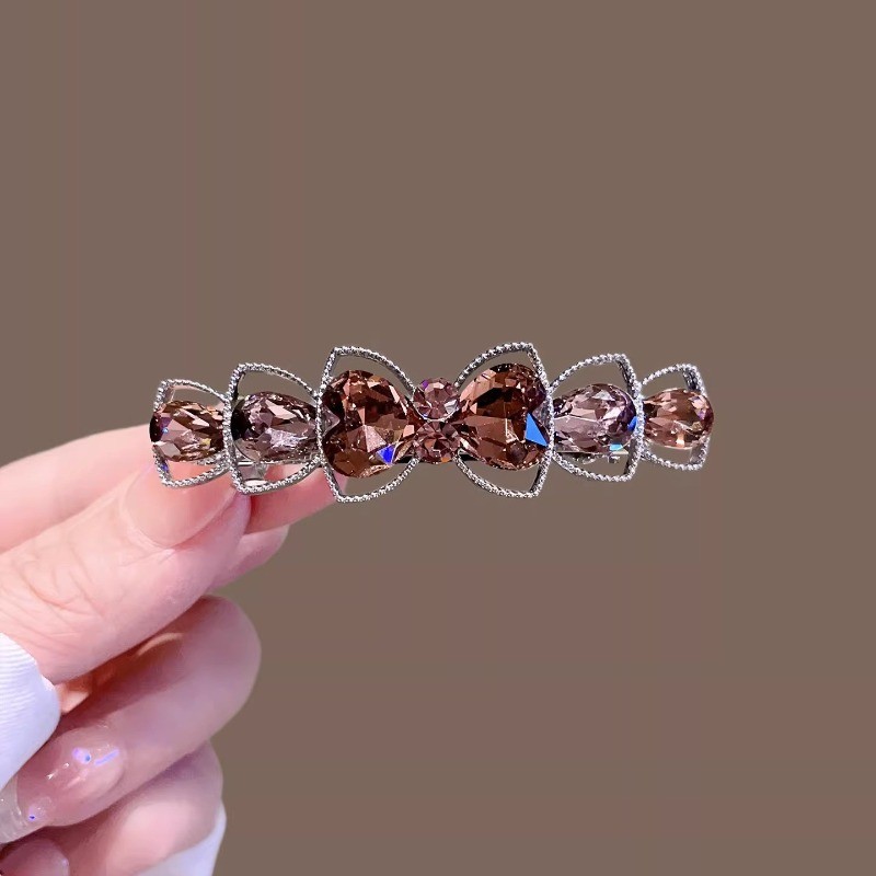 Kẹp tóc cao cấp phiên bản Hàn Quốc với pha lê nơ xoắn - Thích hợp để kẹp tóc mái và đầu lưng