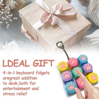 Mới Kawaii 2025 Bán Bàn Phím Fidget Đồ Chơi LED Pha Lê Keycap Móc Khóa Giảm Ngón Tay Đồ Chơi