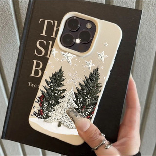 Ốp Điện Thoại Di Động Cây Giáng Sinh Hợp Thời Trang Cho IPhone 17 Pro Max 16 15 14 13 12 11 Pro Max Plus 16e 17 Air Shell Họa Tiết Lichee Dễ Thương Chống Sốc Silicon Mềm Mờ Màu Kẹo