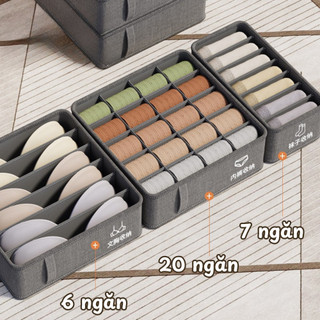 [LOẠI 1] Hộp đựng đồ lót, tất vớ chia ngăn gấp gọn, Hộp vải đựng quần áo vải Oxford chống thấm nước
