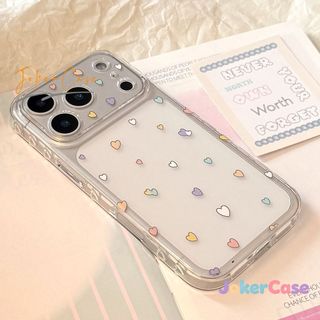 Cho IPhone 11 12 15 14 16 13 17 ProMax XR X XS Max 8 16 7 14 Plus SE2020 Ốp lưng bảo vệ trong suốt hình trái tim màu kẹo