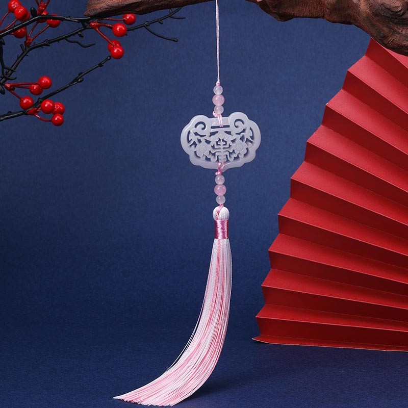 Cổ Hoa Mai Ruyi Khóa Tua Russel Trắng Ngọc Mặt Dây Chuyền Eo Đánh Dấu Trang Quạt Cổ Trang Phục Trang Phục Sân Khấu Tua Rua Mặt Dây Chuyền M3OE