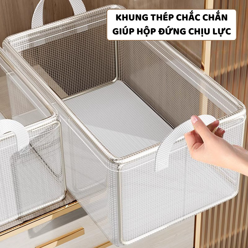 Hộp Đựng Quần Áo ENODA HOME Chất Liệu Vải PVC, Hộp Vải Có Khung Thép Lưu Trữ Quần Áo, Gấp Gọn, Có Quai Cầm HV049
