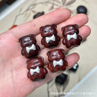 Gỗ Đàn Hương Khắc Gấu Đầu Nhiều Phong Cách Nơ Gấu Rời Hạt Tự Làm Vòng Tay Mặt Dây Chuyền Phụ Kiện Tài Liệu DYQO