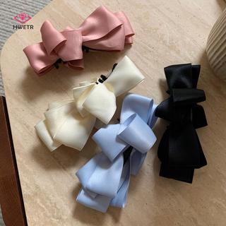 HWETR Retro Satin Nơ Chuối Kẹp Tóc Lưng Cao Đuôi Ngựa Dọc Kẹp Tóc Vuốt Tóc Cao Cấp Phụ Kiện Tóc Cho Nữ Mới